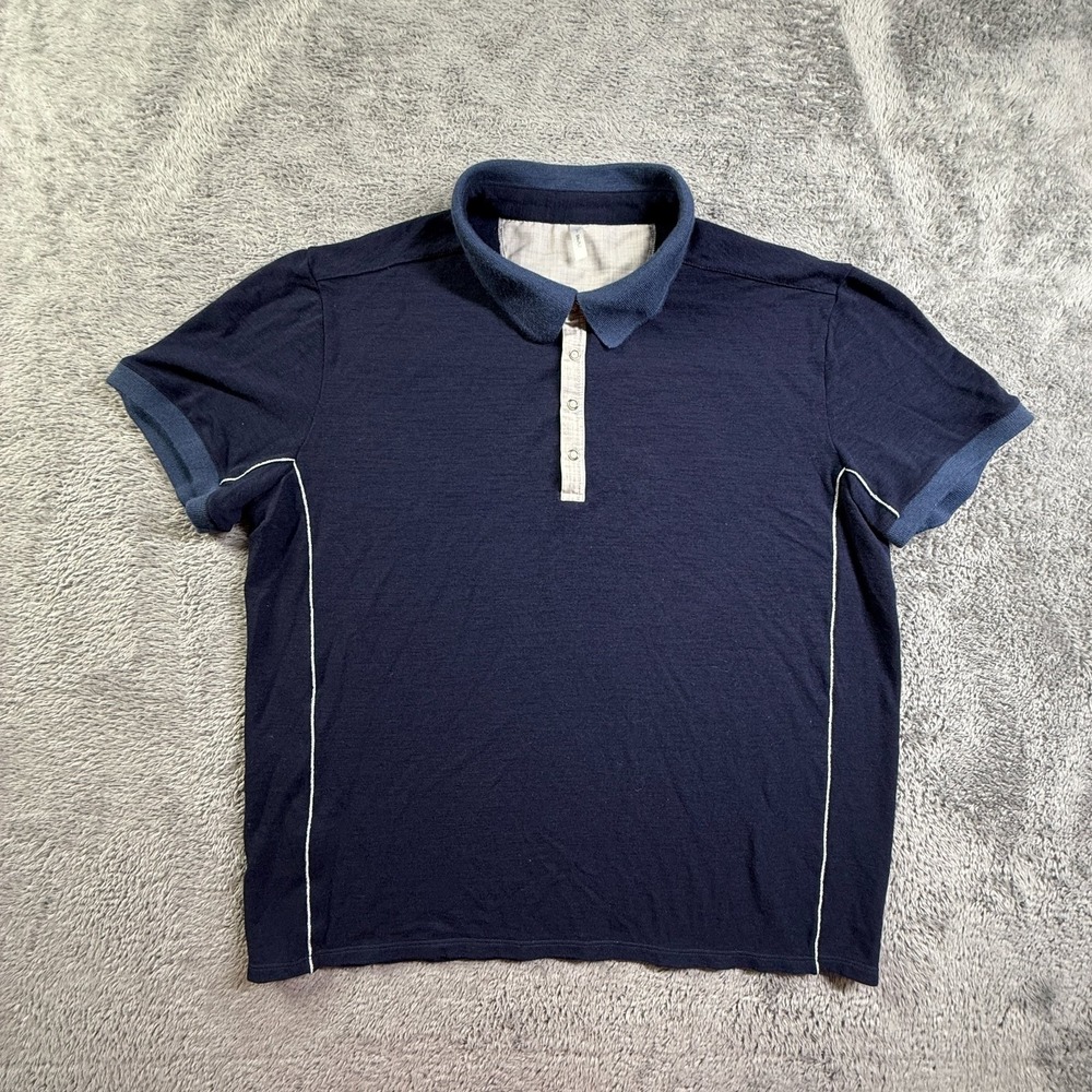 Icebreaker Sample Mens M Merino Wool Polo Shirt Blue Athletic Outdoor Tennis